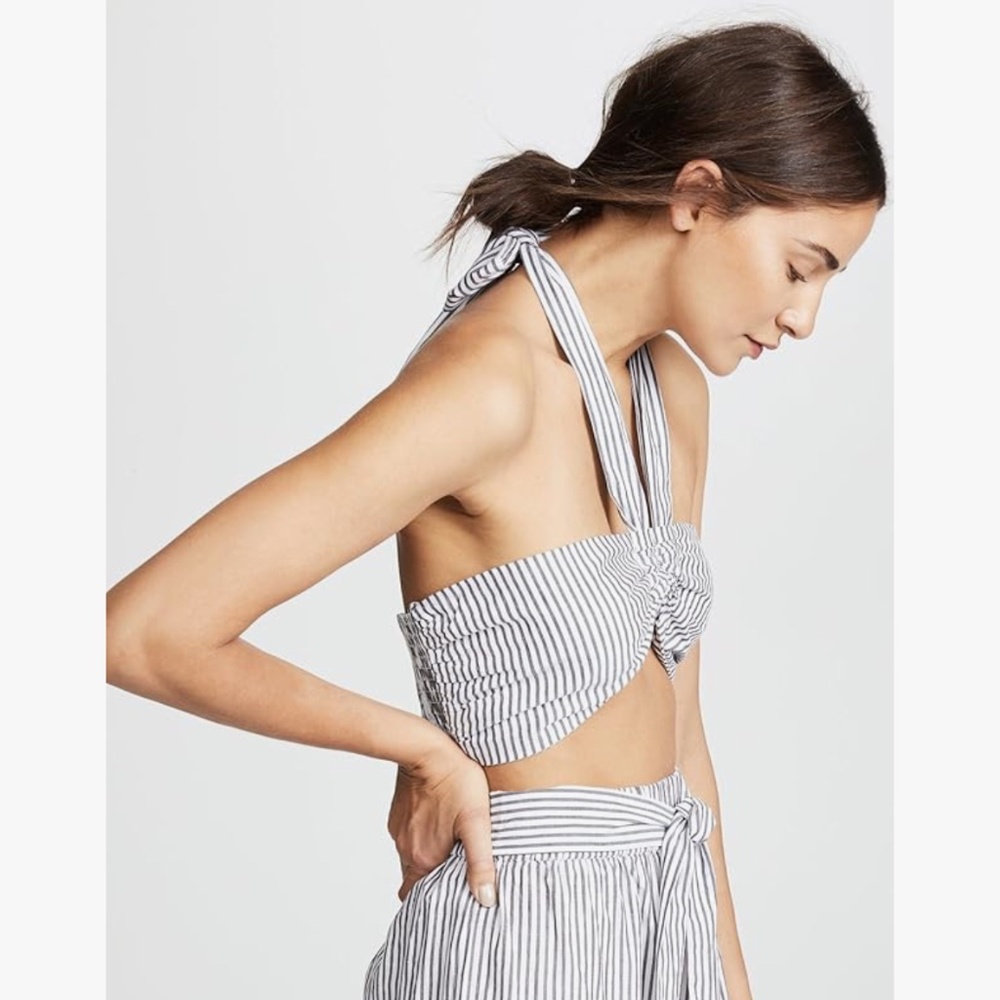MARA HOFFMAN NWT Bella Cropped Top Bandeau Halter Striped Cotton Crop S
